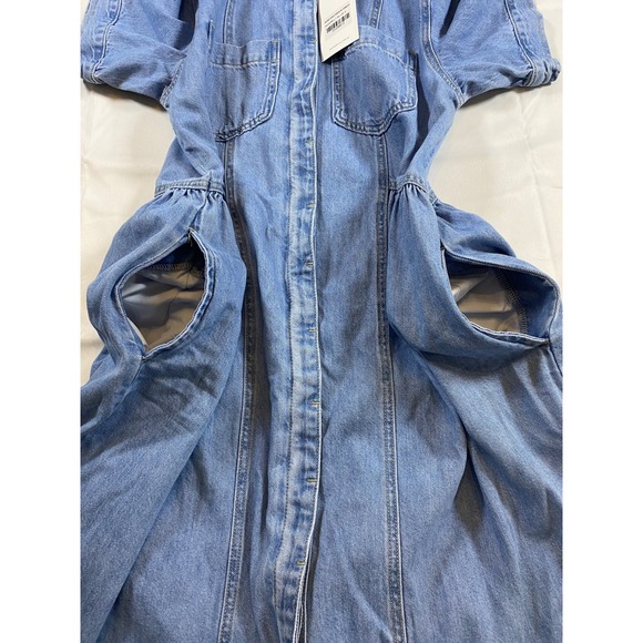 MAYE NWT Montana Denim Shirtdress Midi Button Front  Collared Blue Jean Dress - Picture 7 of 15